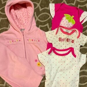 Infant Girls 0-3 mos Pink Onesie & 2 Piece Set